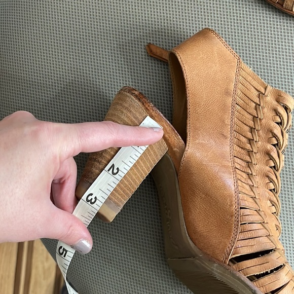 PAUL GREEN Cuoio Brown Cayanne Leather Peep Toe Bootie Boot/ sandal - Picture 12 of 14